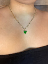 Load image into Gallery viewer, Green Butterfly Gold Necklace
