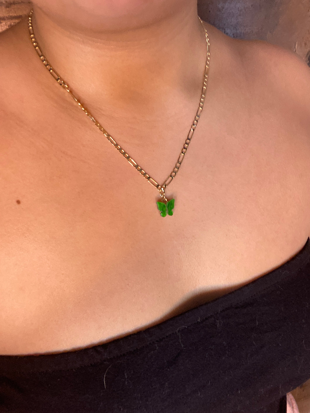 Green Butterfly Gold Necklace